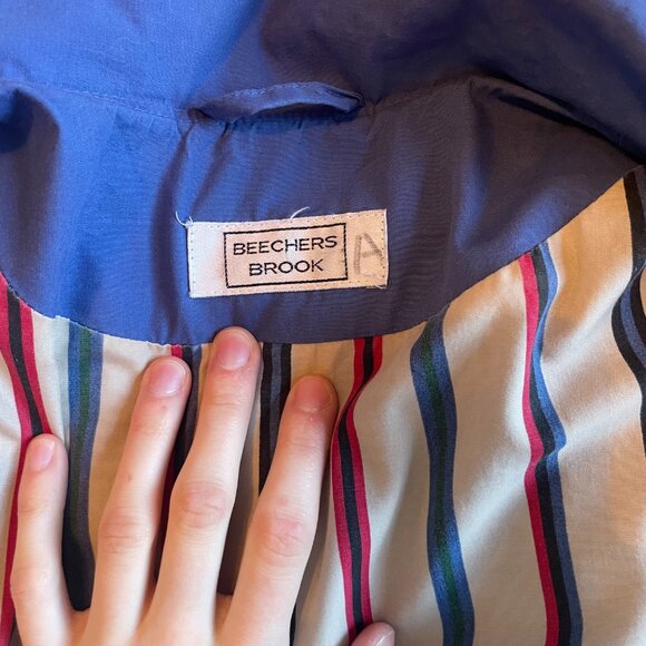 1980s classic double breasted belted periwinkle long trench coat! - Picture 11 of 16